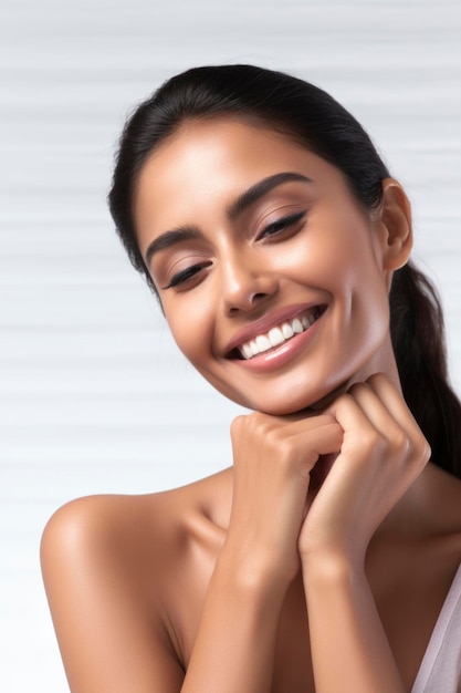 Young and beautiful indian model in skin care concept