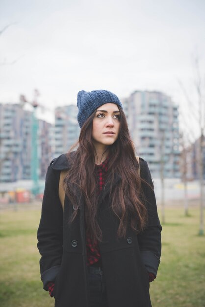 young beautiful long hair model woman