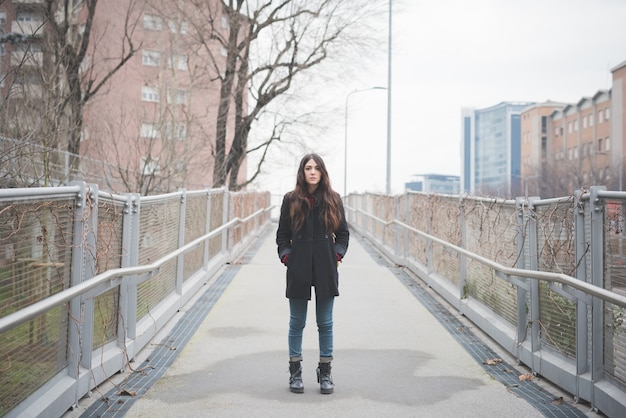 young beautiful long hair model woman