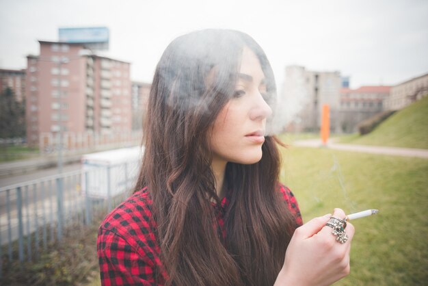 young beautiful long hair model woman