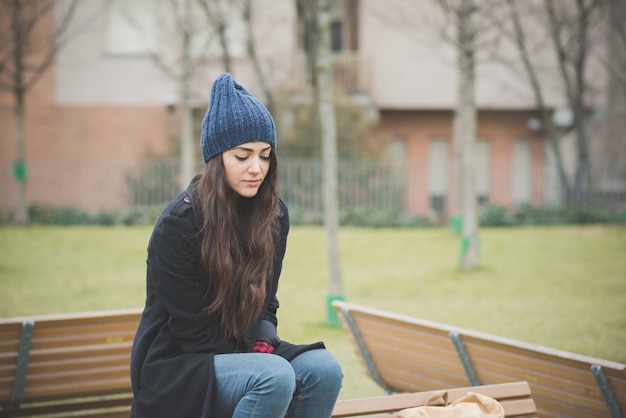 young beautiful long hair model woman