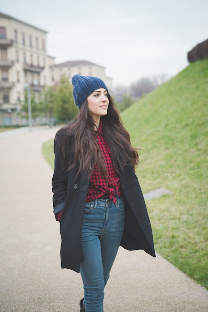 young beautiful long hair model woman