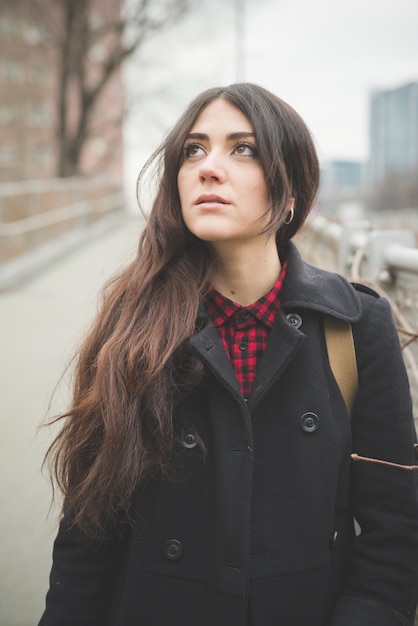 young beautiful long hair model woman