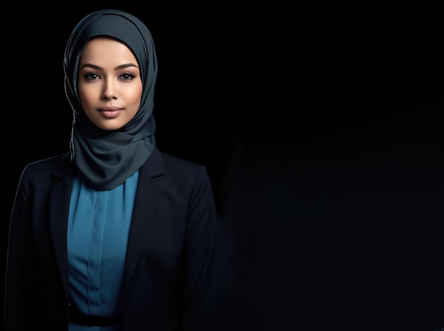 Young beautiful Muslim woman fashionable clothes in office isolated background