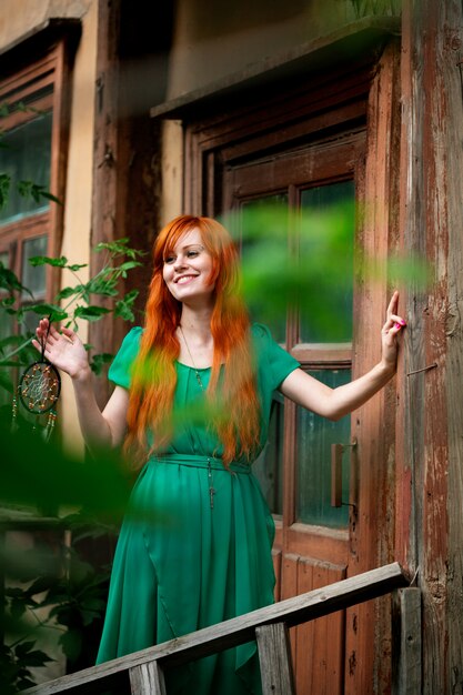 Young beautiful red hair woman posing