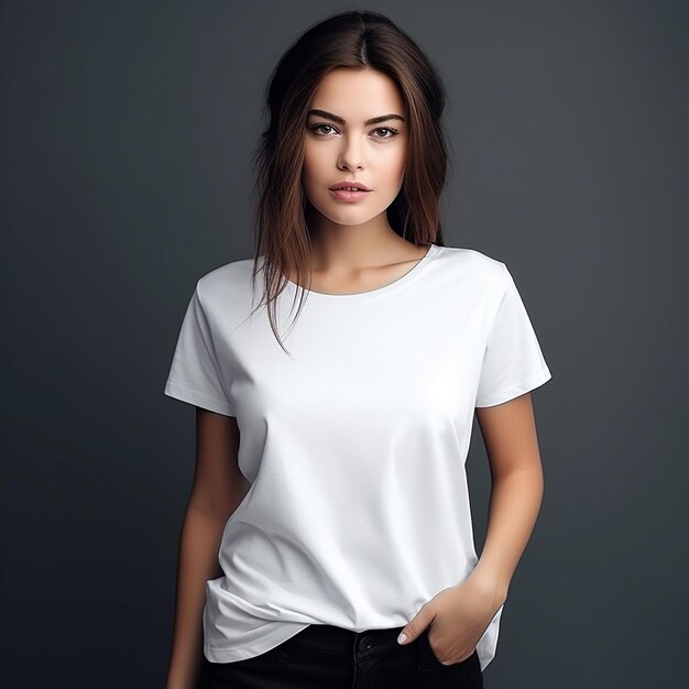 Young beautiful sexy female with blank shirt Ready for your design or artwork