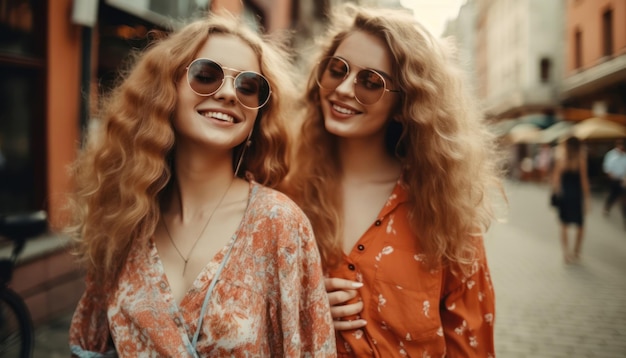 Young beautiful smiling girls after successful shopping