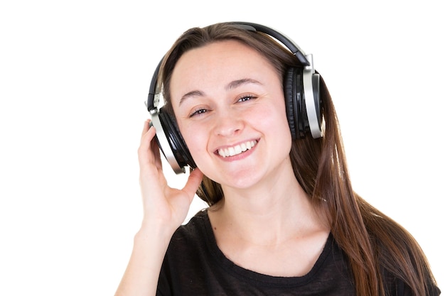 Young beautiful woman enjoying with listening the music