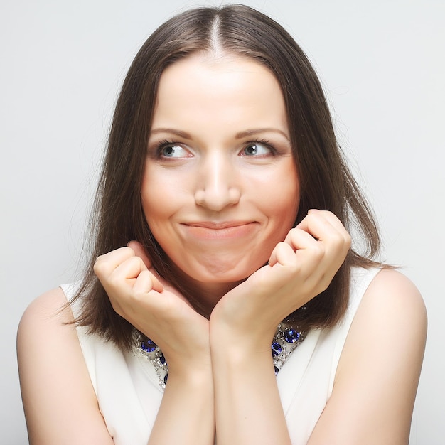 Young beautiful woman expression and happy