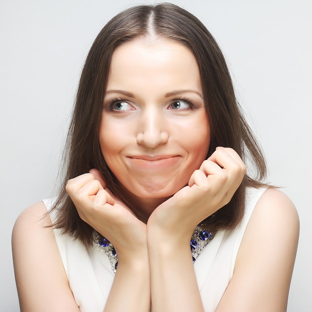 Young beautiful woman, expression and happy