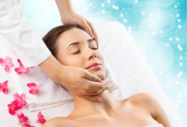 young beautiful woman getting spa treatment