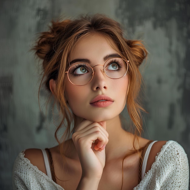 Young beautiful woman in glasses