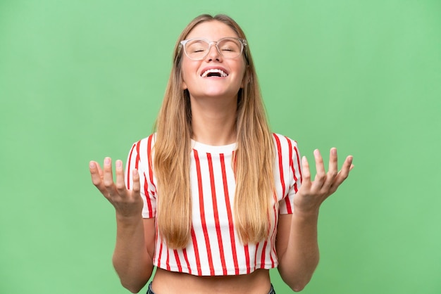 Young beautiful woman over isolated background smiling a lot