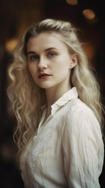 Young Beautiful Woman Portrait Realistic Digital Generated Photo Artwork Illustration