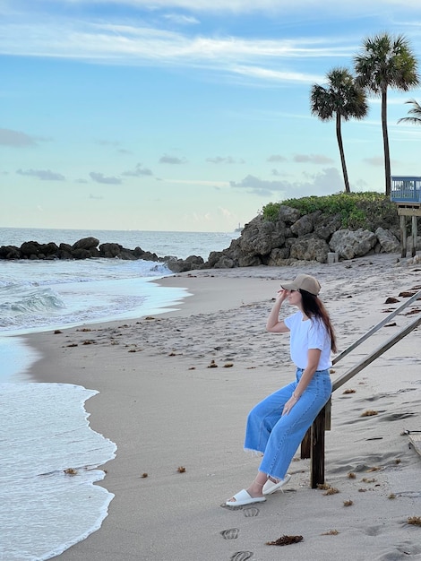 Young beautiful woman relax on the beach