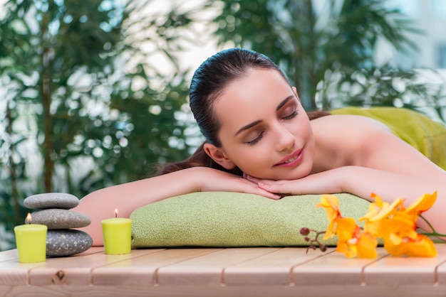 Young beautiful woman during spa procedure