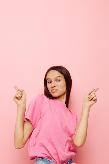 Young beautiful woman summer style attractive look isolated background