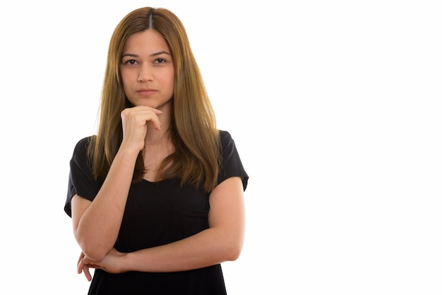 young beautiful woman thinking