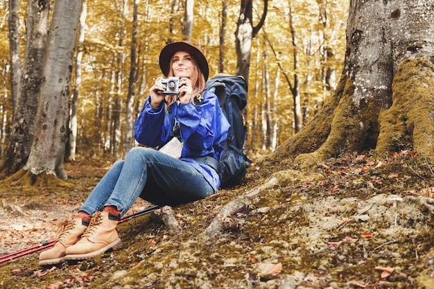 Young beautiful woman wearing hat and