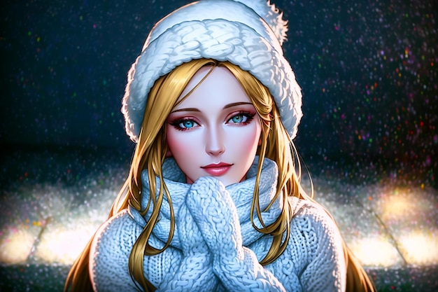 young beautiful woman wearing warm clothing