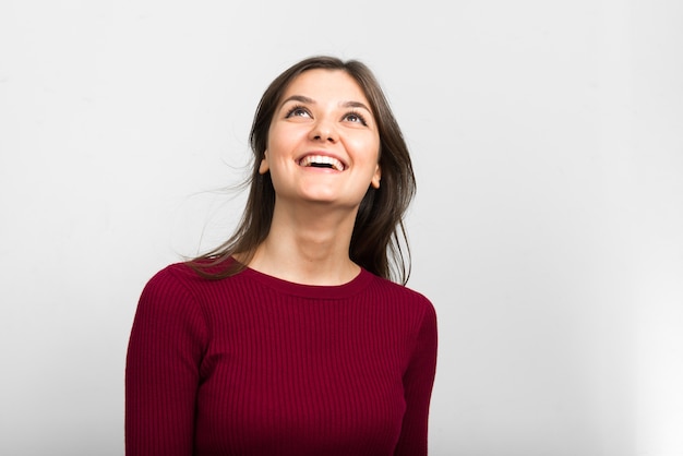 young beautiful woman on white