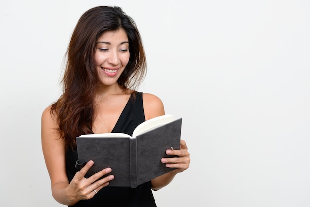 young beautiful woman on white