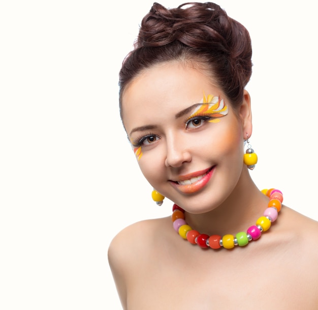 Young beautiful woman with bright makeup