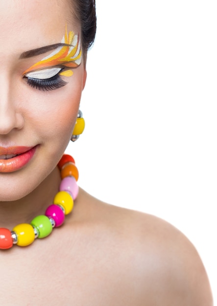 Young beautiful woman with bright makeup