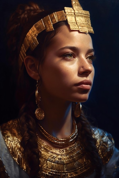 Young beautiful woman with golden makeup