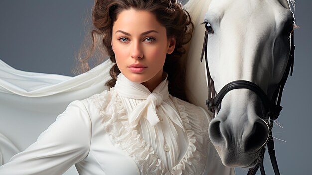 young beautiful woman with a horse