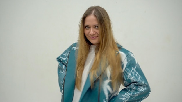 Young beautiful woman with long hair and green eyes