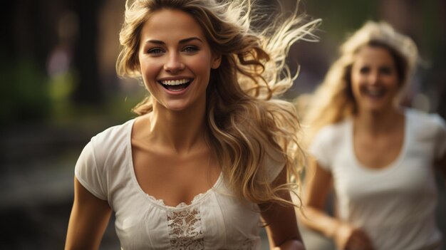 Photo young beautiful woman with long hair in a white dress with a bouquet on her head posing in a field