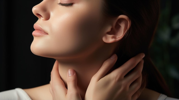 young beautiful woman with neck pain