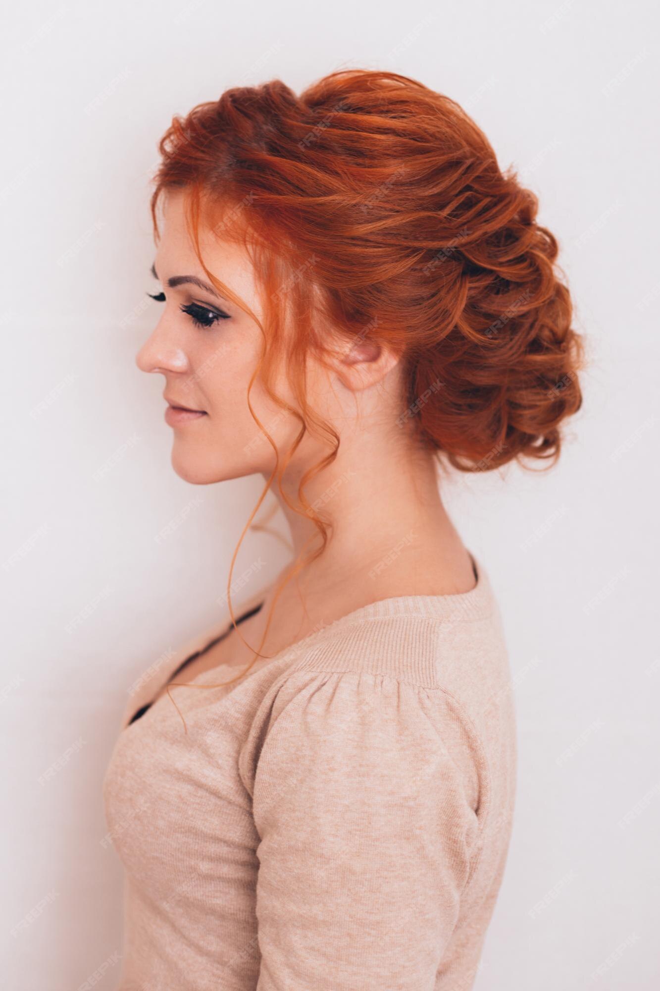 Premium Photo | Young beautiful woman with red hairstyle on white background Premium Photo | Young beautiful woman with red hairstyle on white background