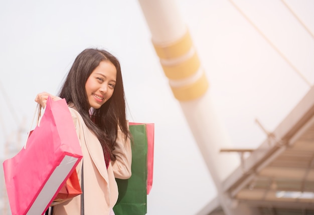 young beautiful women shopping