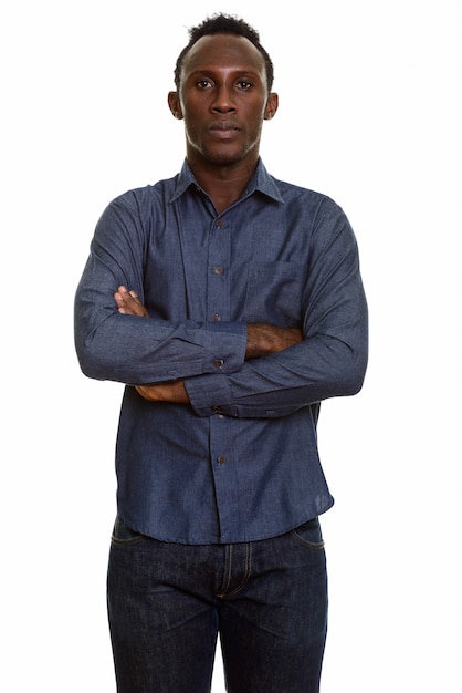 Young black African man with arms crossed