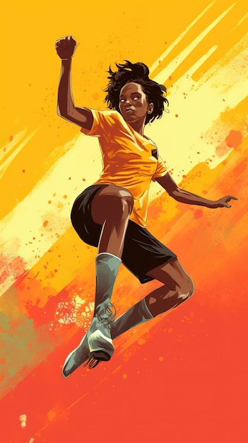 Young black girl playing soccer artwork