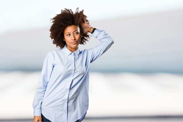 young black woman listening