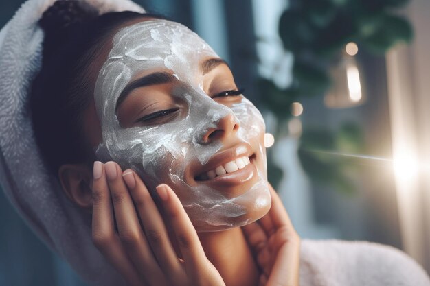 Young Black woman's facial treatment