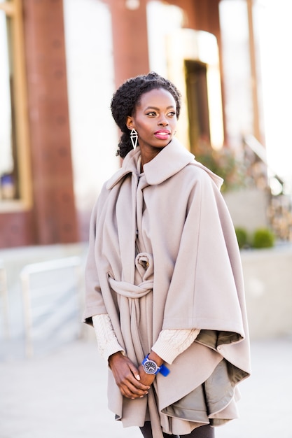 Young black woman on the street