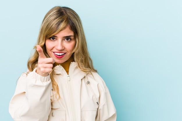 Young blonde caucasian woman having an idea