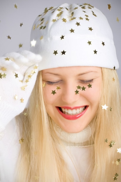 Young blonde girl in Christmas time