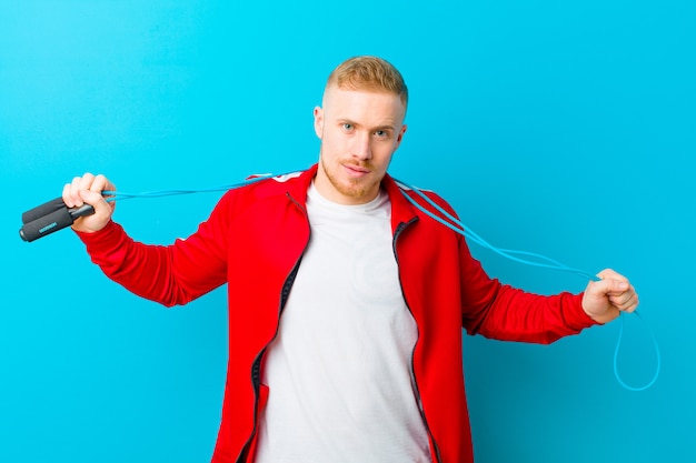 Young blonde man wearing sports clothes