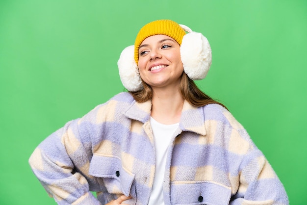 Young blonde woman over isolated background