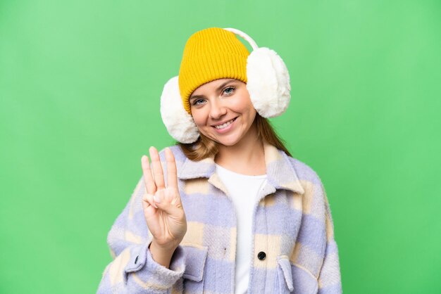 Young blonde woman over isolated background