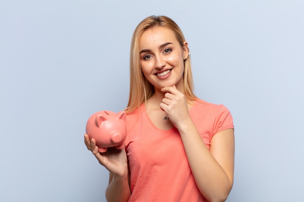 Young blonde woman smiling