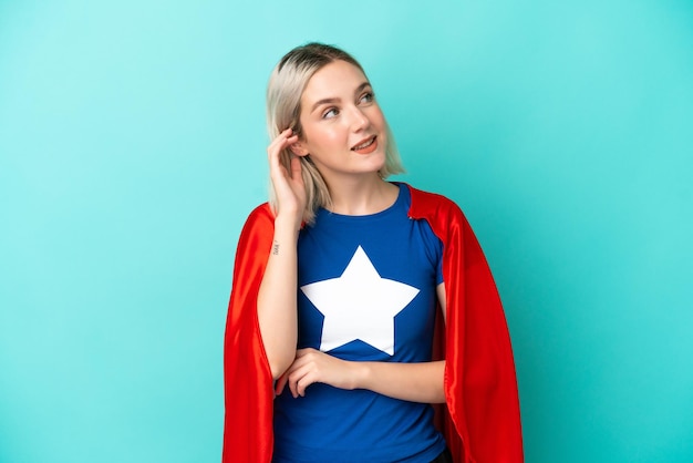 Young blonde woman with chocolat and an apple