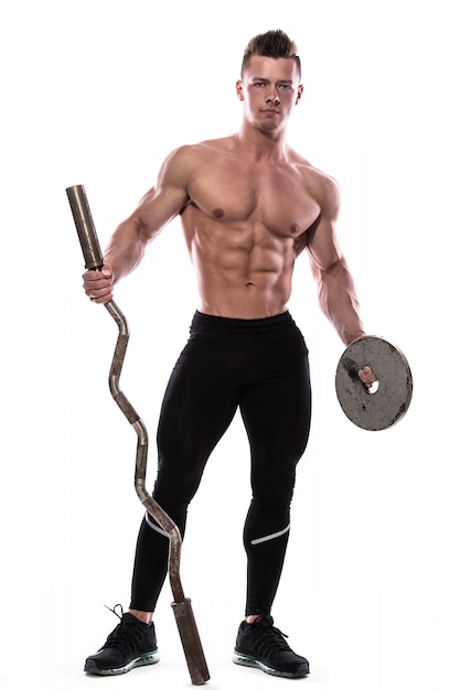 Young bodybuilder with barbell