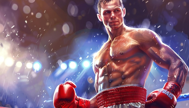 Young boxer in boxing stage