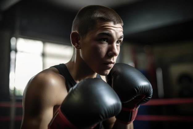 A young boxer training in the gym created with generative ai